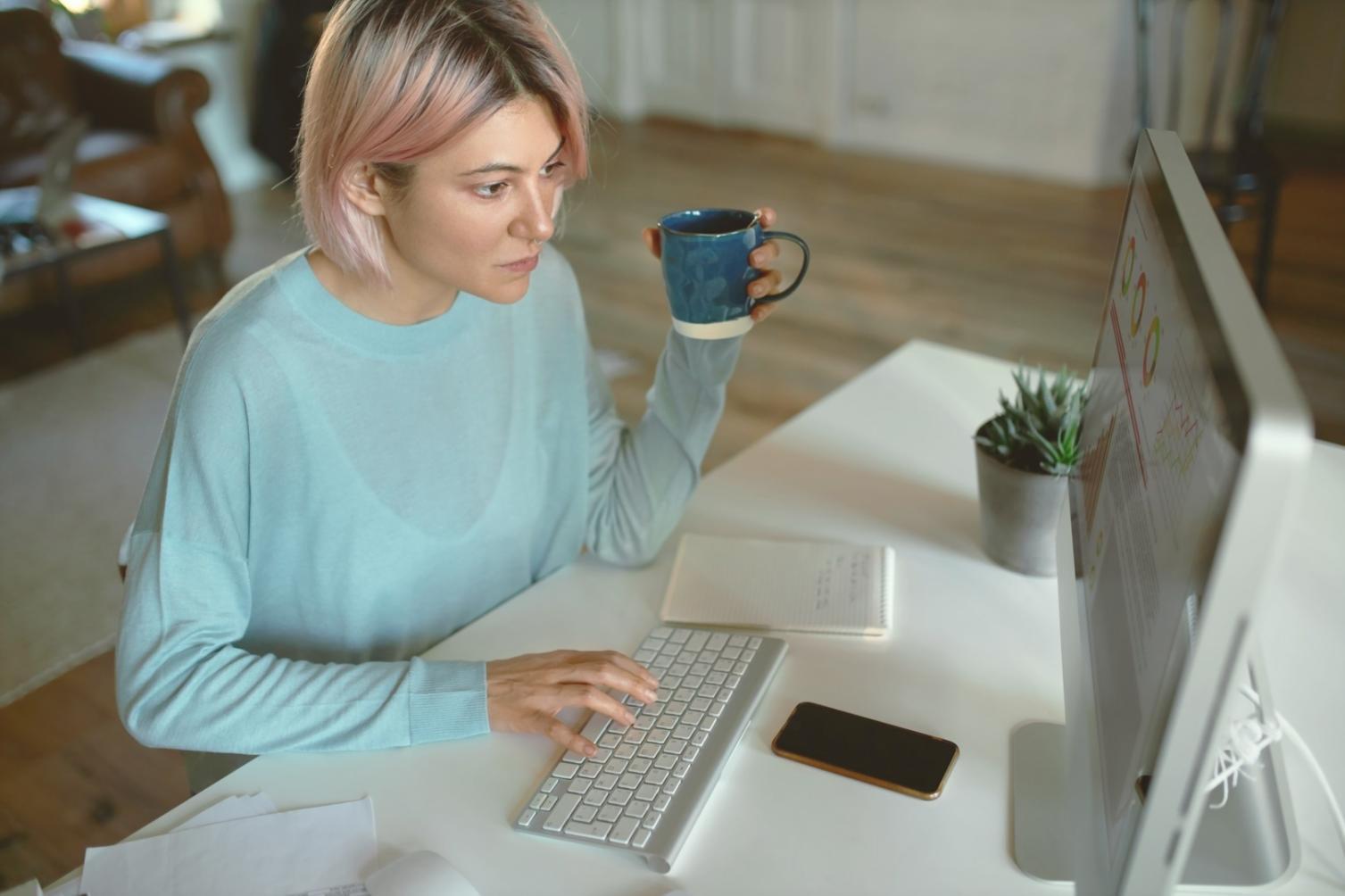 Financial analysis workspace with charts and data